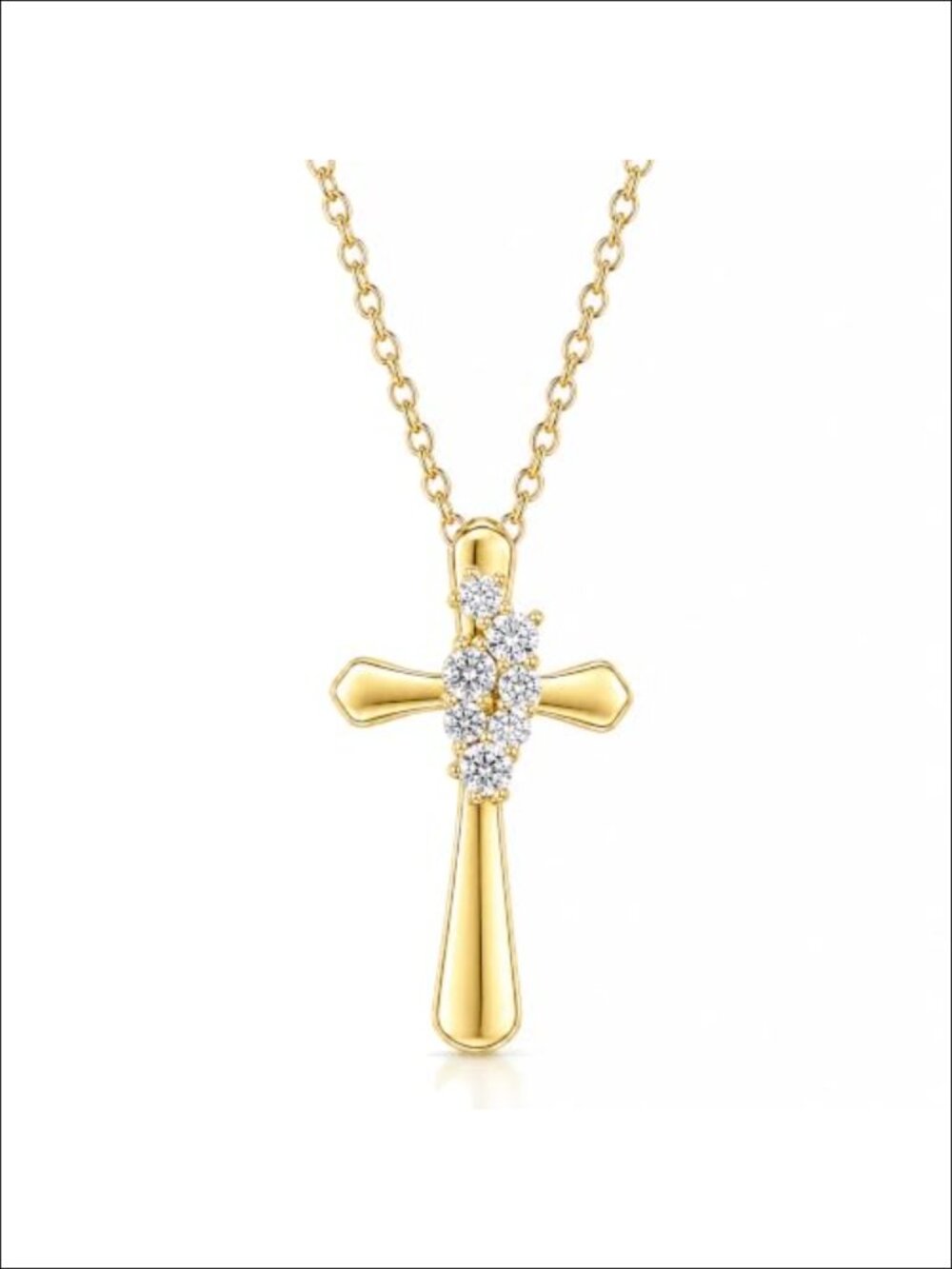 14K Gold Plated Faith Cross Necklace for Women Cubic Zirconia Religious Pendant
